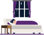 An illustration of a guest sleeping comfortably in the Belgrave hotel